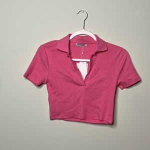 ZARA NWT pink polo crop top y2k early 2000s